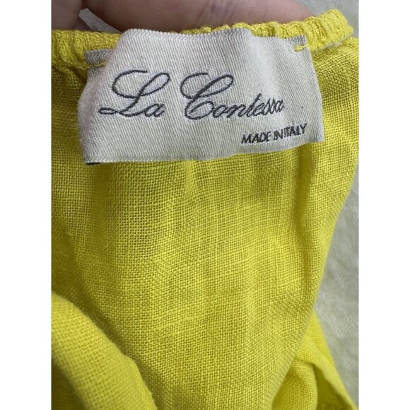 La Contessa Italy Women's Yellow Linen Dress Size Medium - Picture 5 of 7
